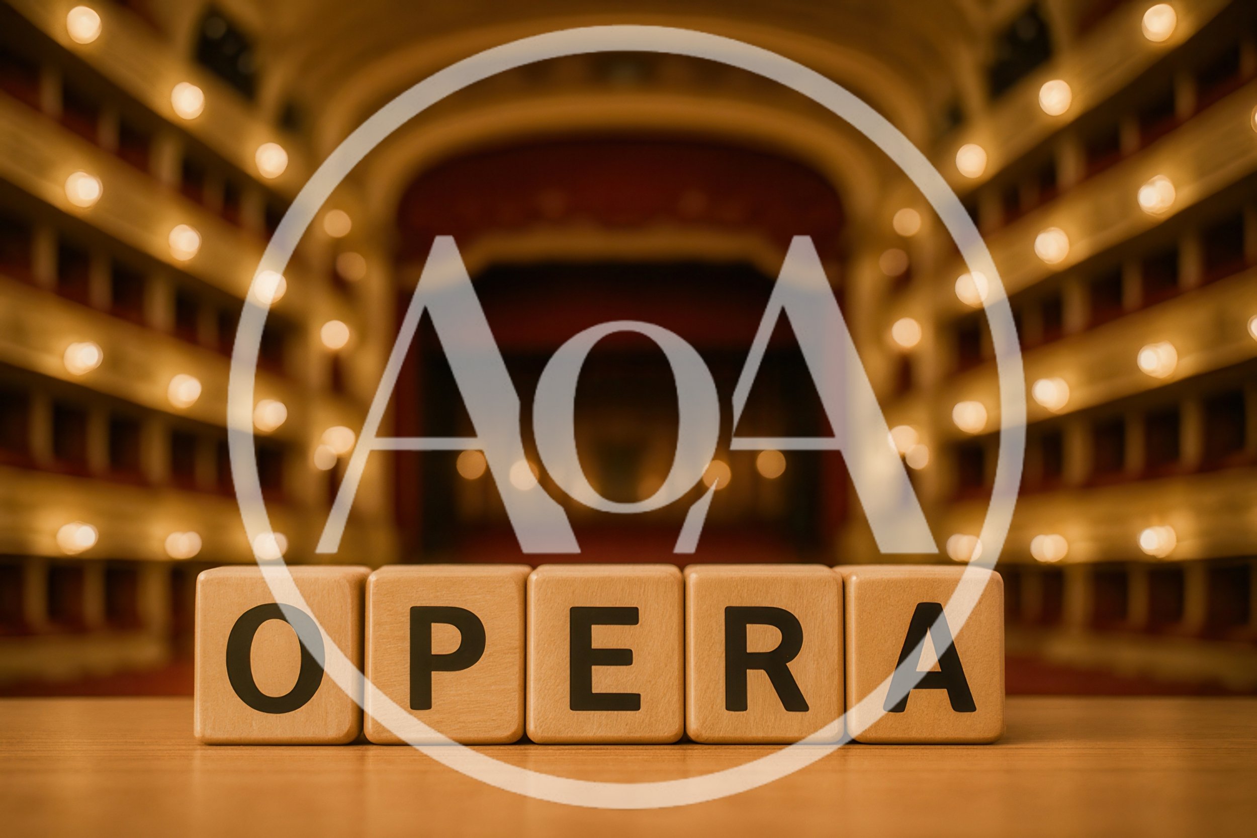 Wooden Blocks Spelling Opera In An Empty Theater