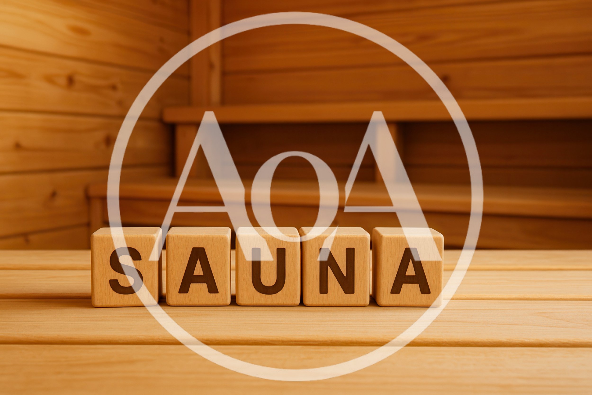 Wooden Blocks Spelling Sauna In A Traditional Sauna Room