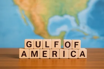 Wooden Blocks Spelling Gulf Of America On Wooden Table