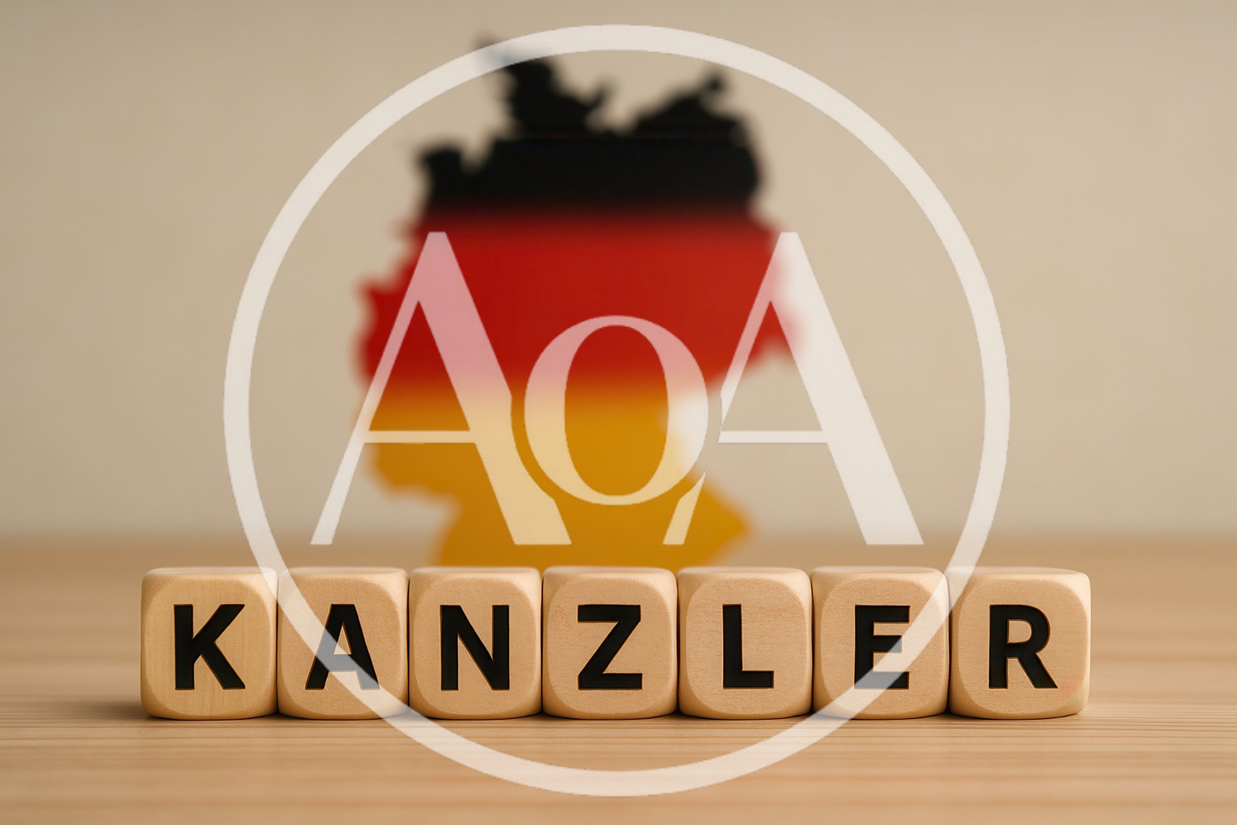 Wooden Blocks Spelling Kanzler With German Map Background