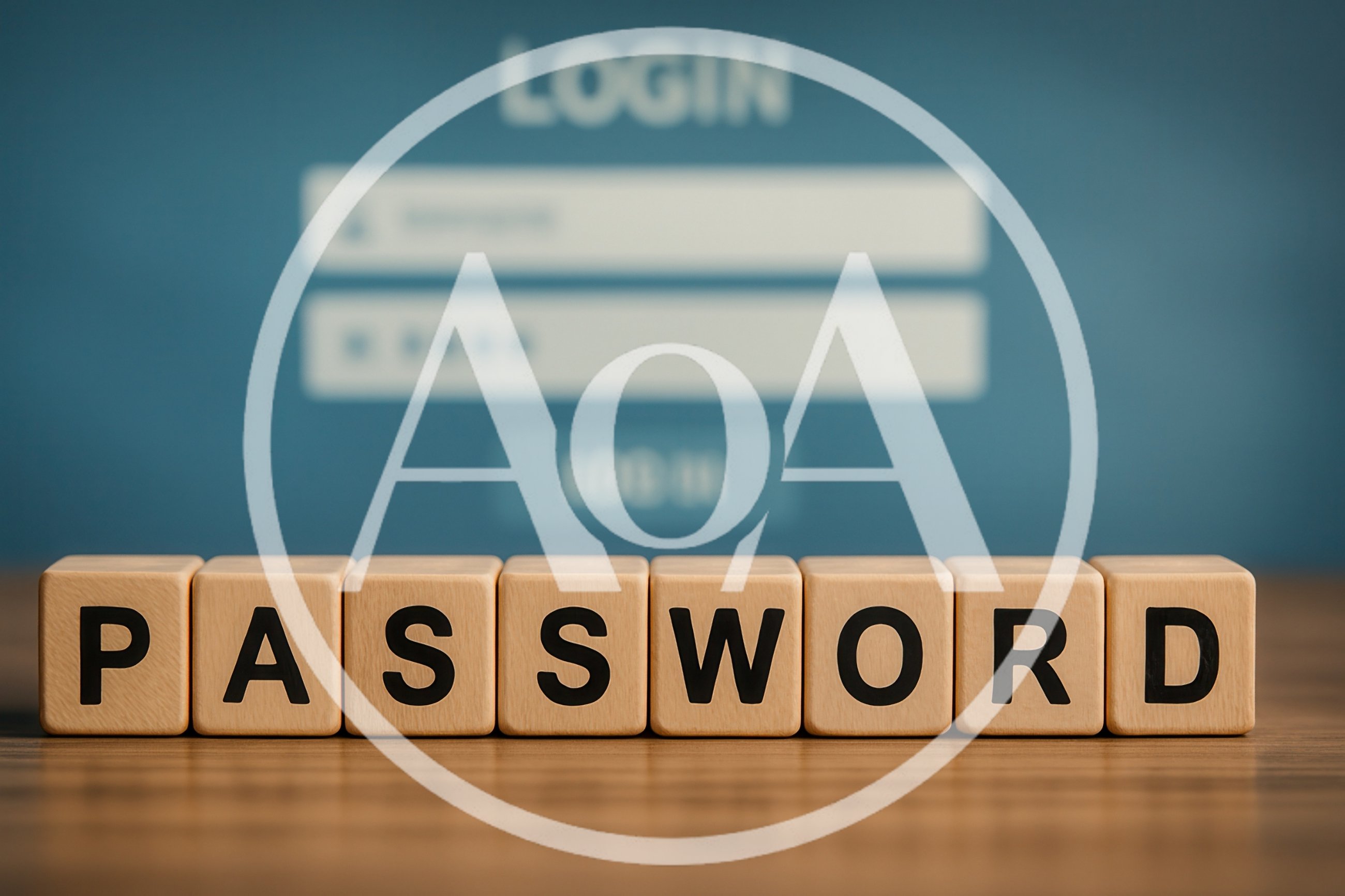 Wooden Blocks Spelling Password In Front Of Login Screen