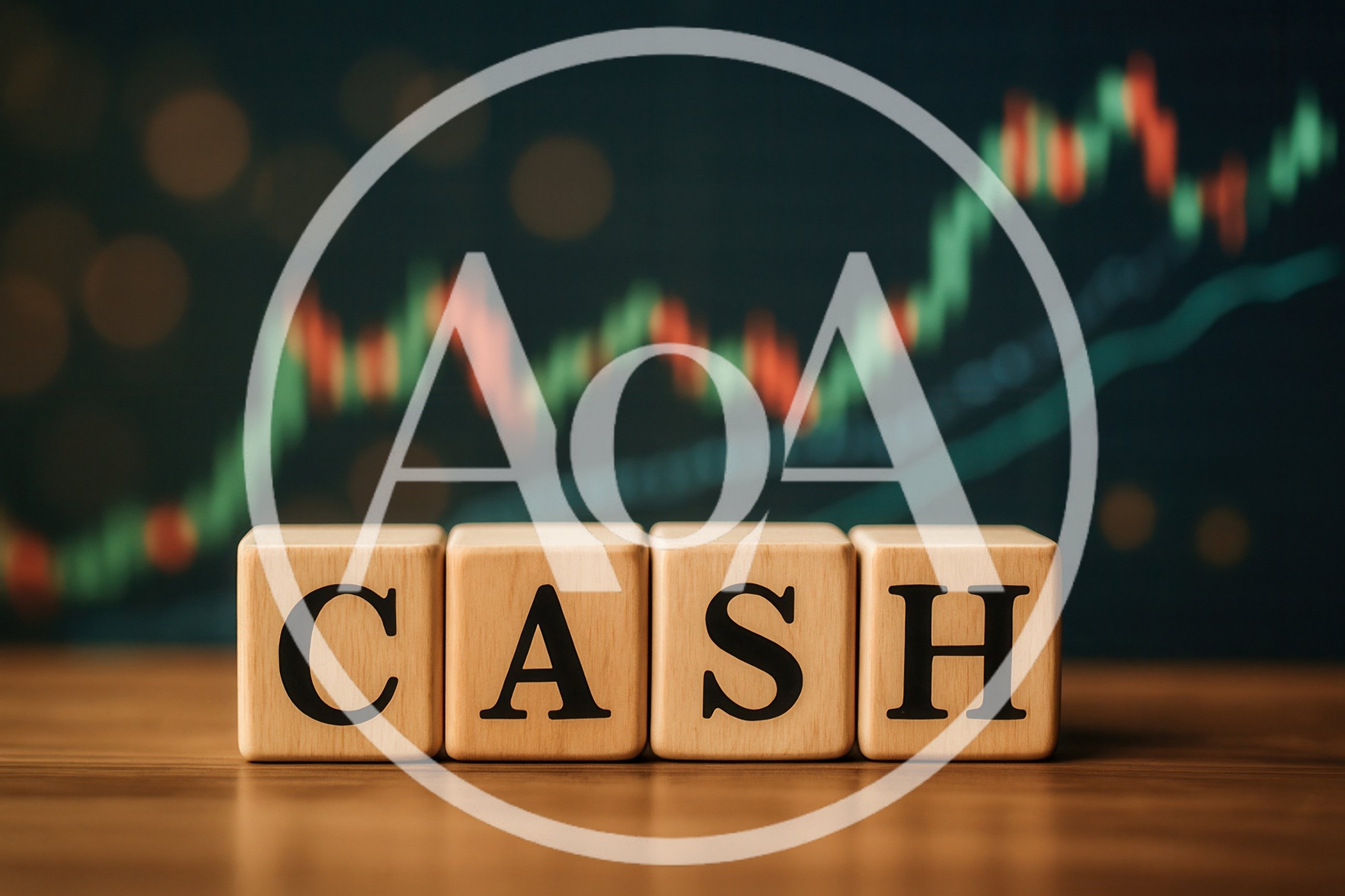 Wooden Blocks Spelling Cash Against Financial Stock Market Chart