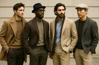 Four Stylish Men Standing Together In Professional Attire