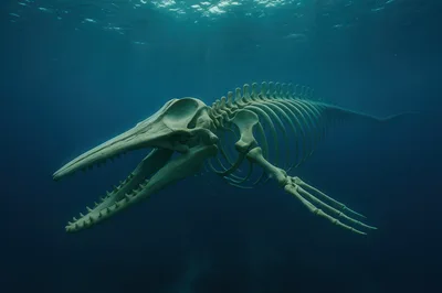 Underwater Skeleton Of A Prehistoric Marine Reptile