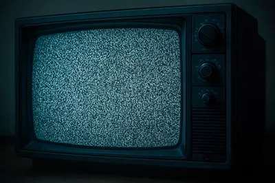 Vintage Television Set Displaying Static Noise