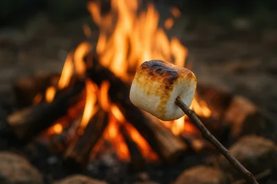 Toasting A Marshmallow Over A Campfire