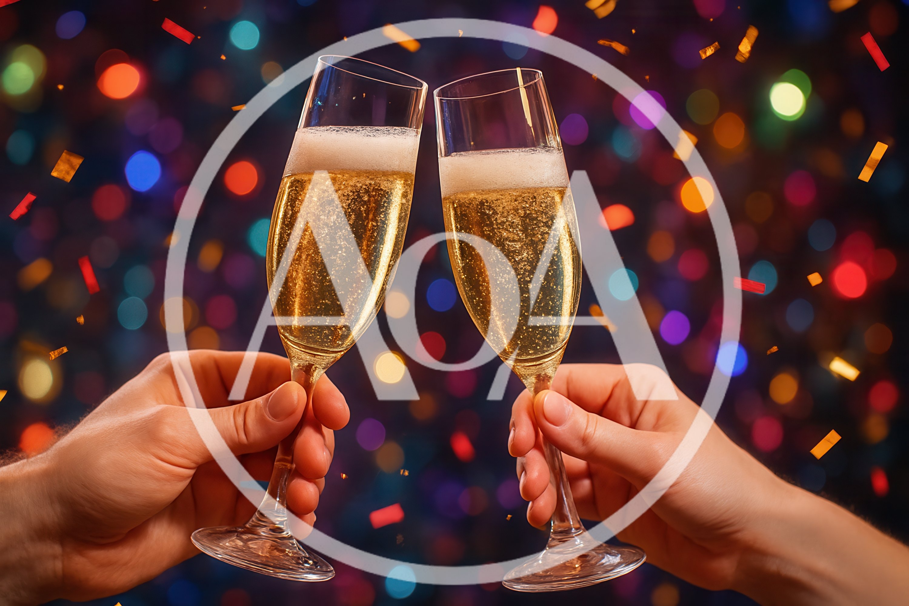 Two Hands Toasting With Champagne Flutes