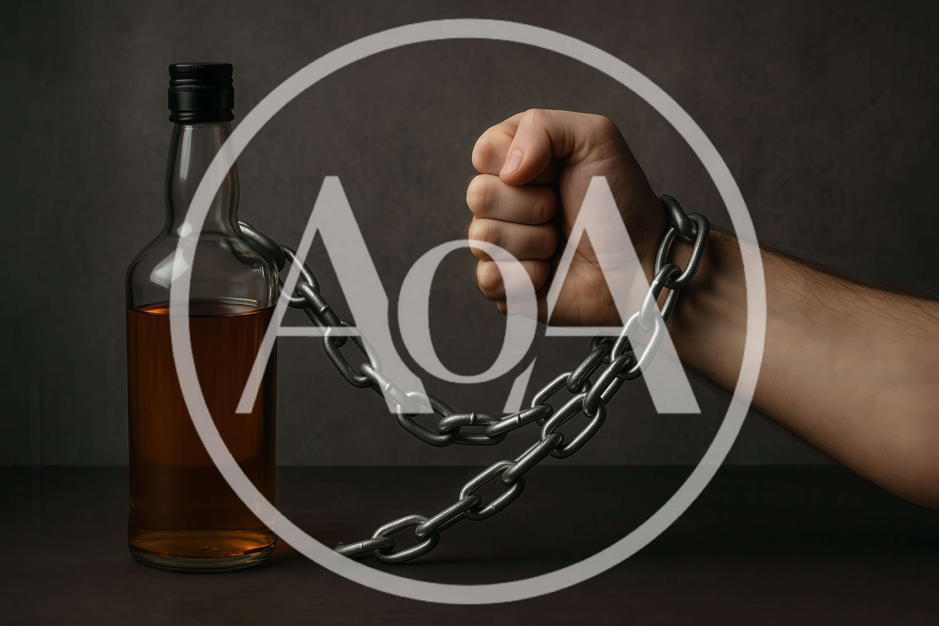 Human Hand Chained To A Bottle Of Alcohol