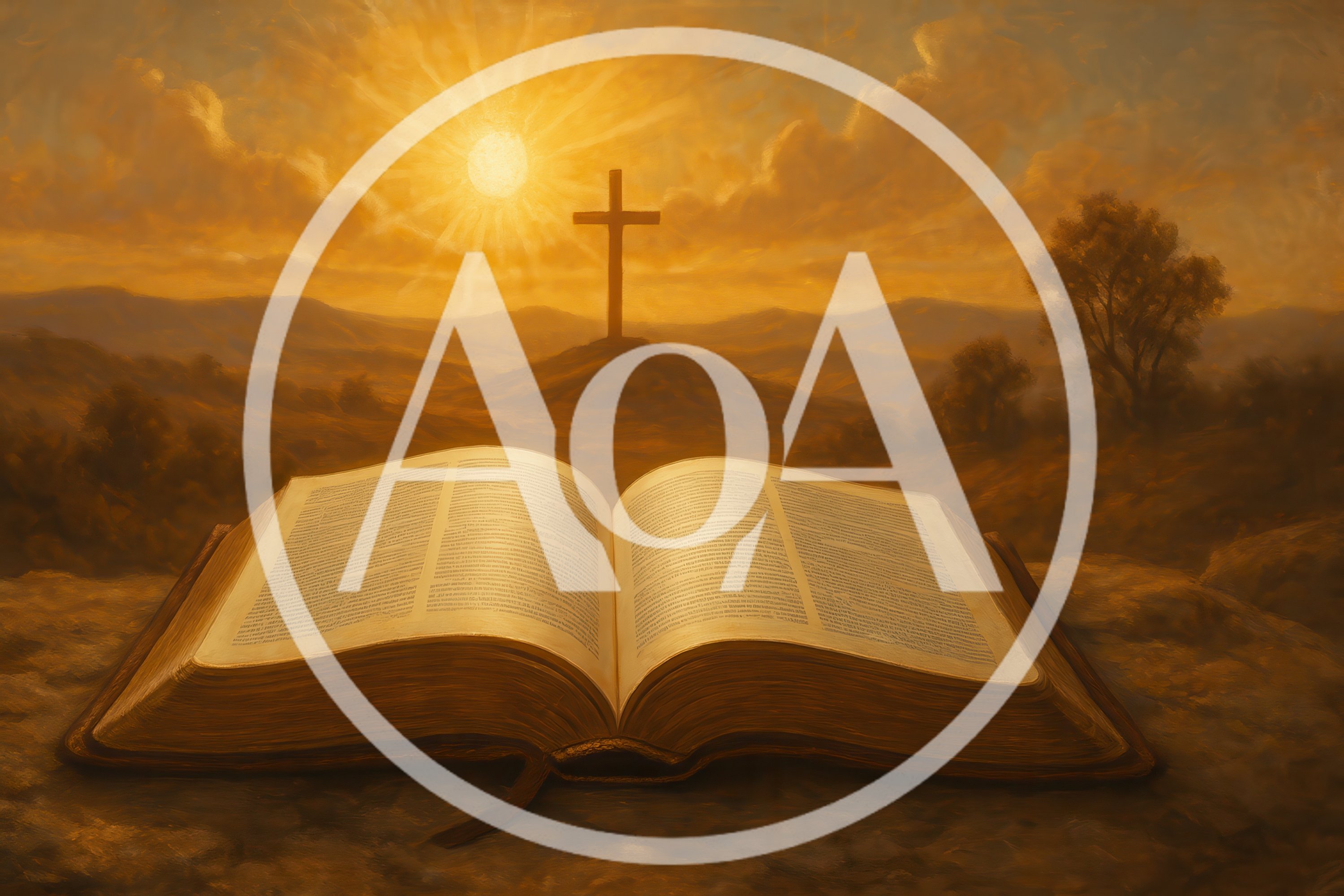 Open Bible Resting On A Hillside At Sunset