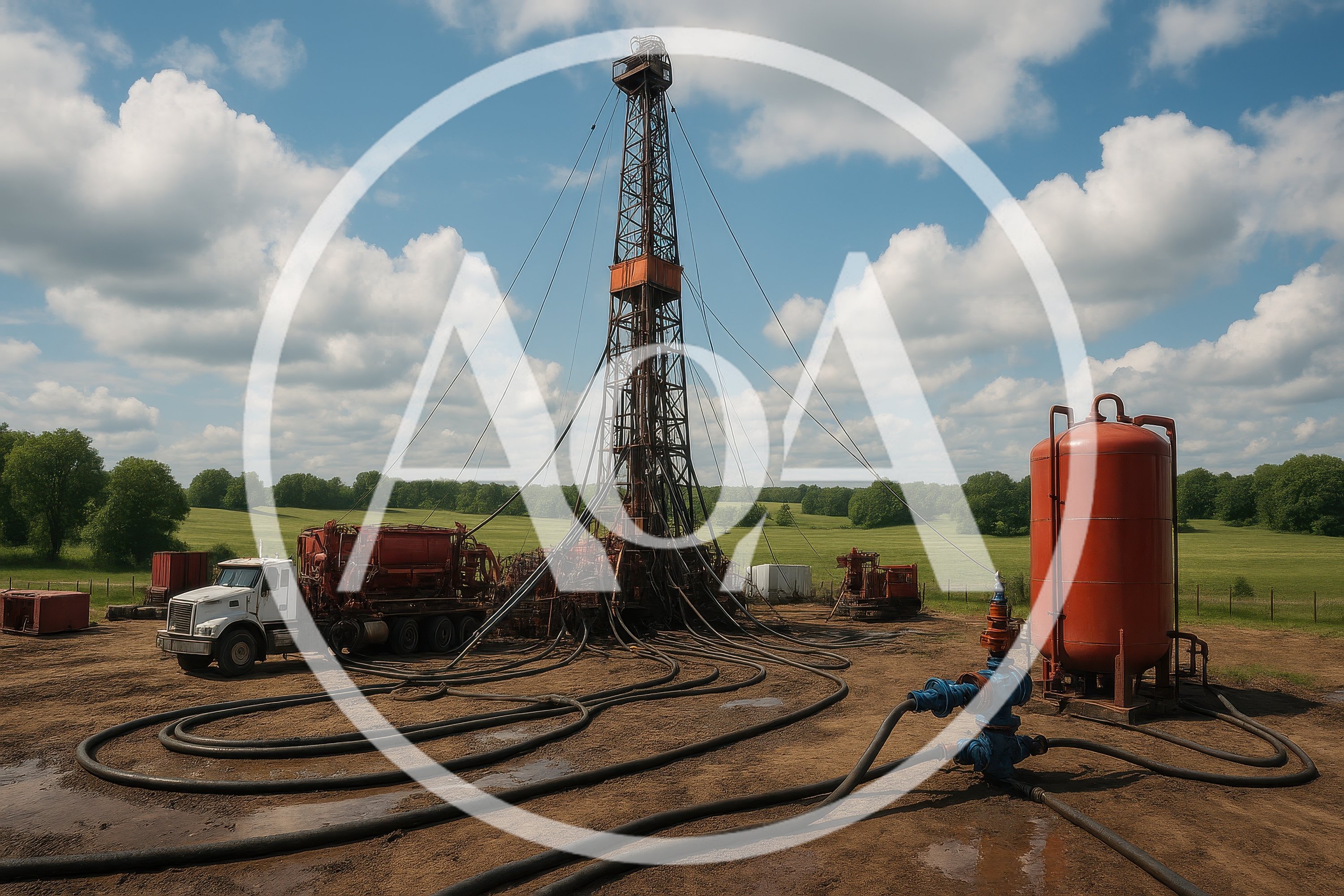 Oil Drilling Rig Operation In Rural Field