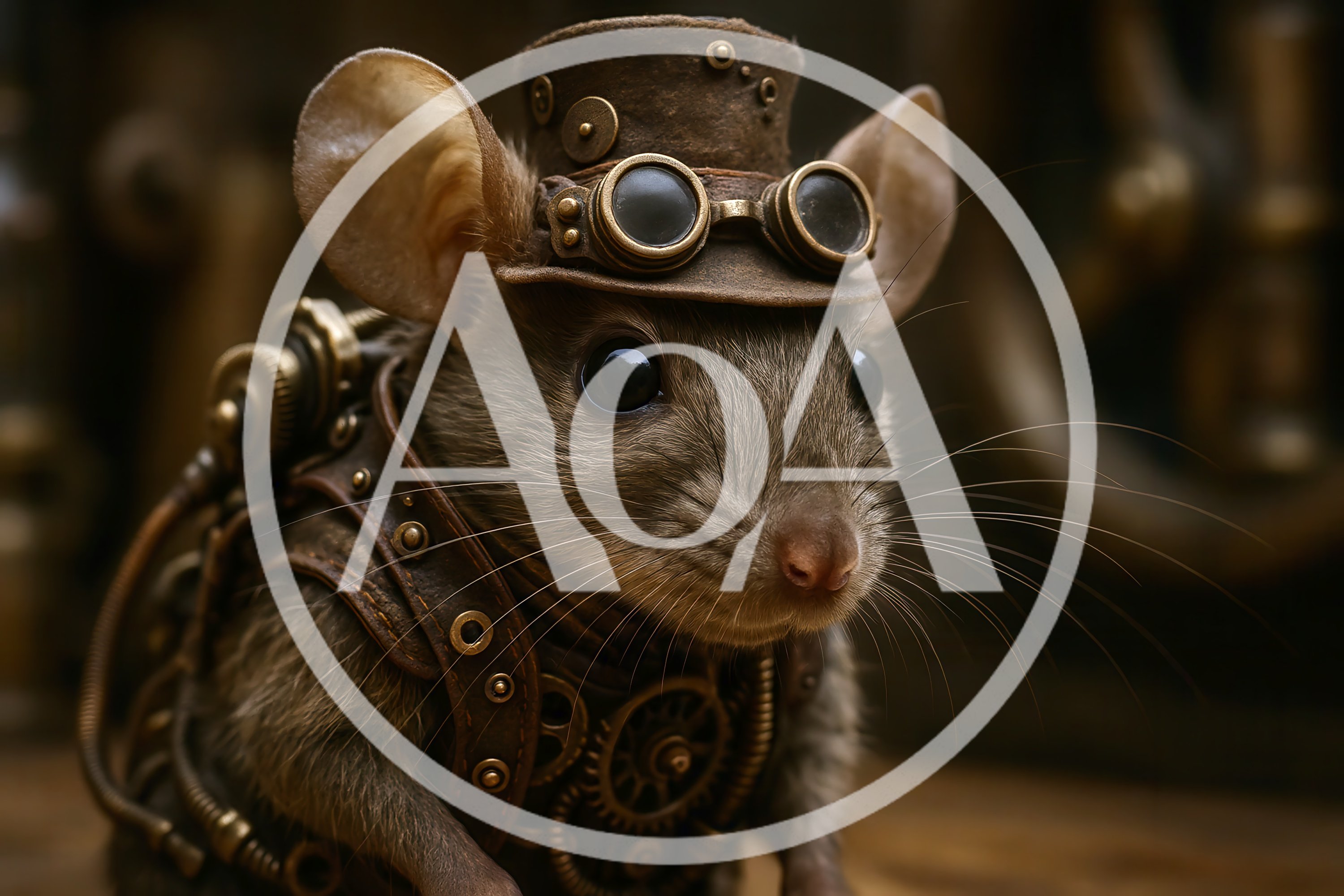 Steampunk Mouse Wearing A Top Hat And Goggles