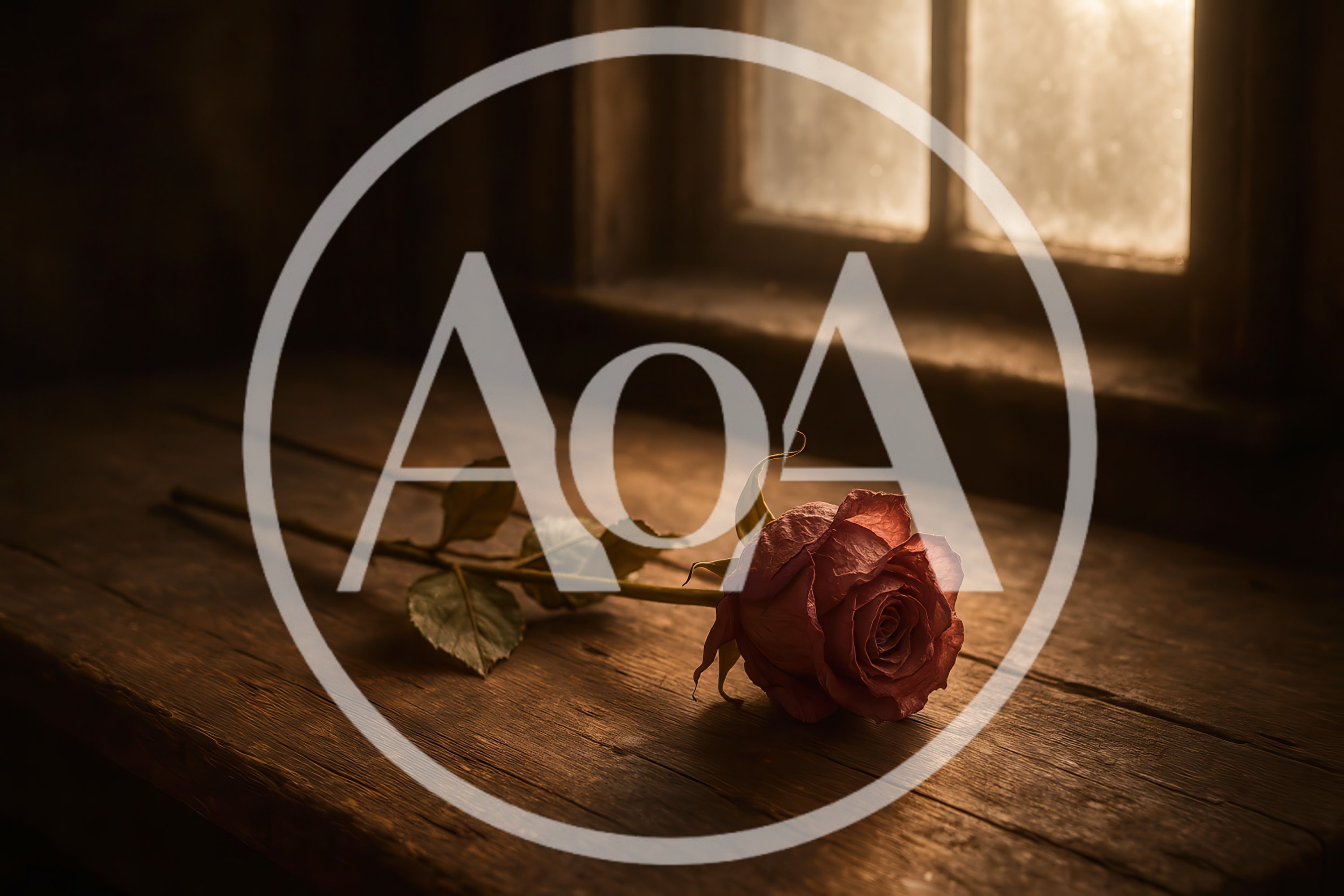 Single Withered Rose On A Rustic Wooden Table