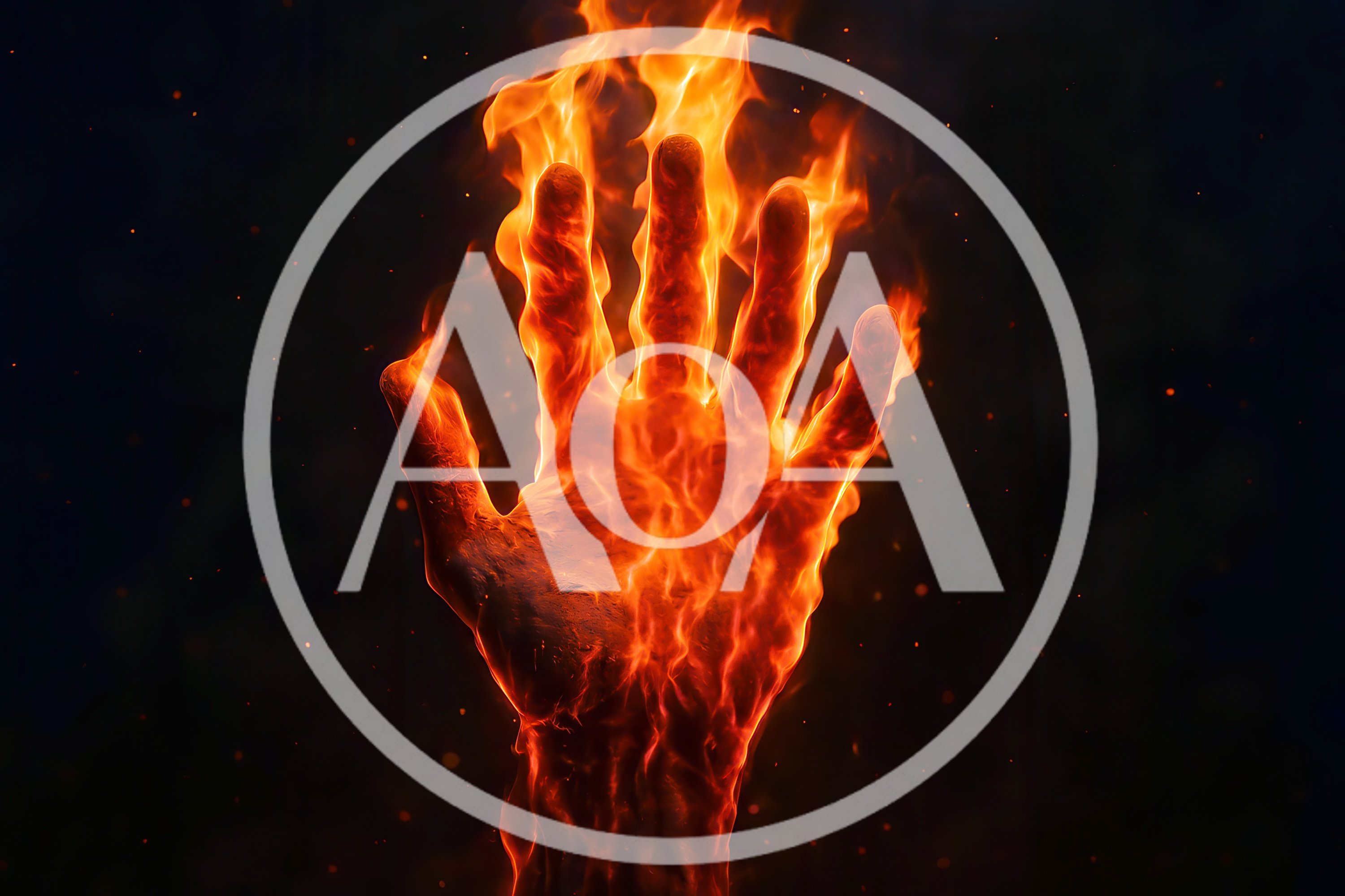 Human Hand Engulfed In Intense Fiery Flames