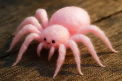 Cute Pink Needle Felted Spider Toy