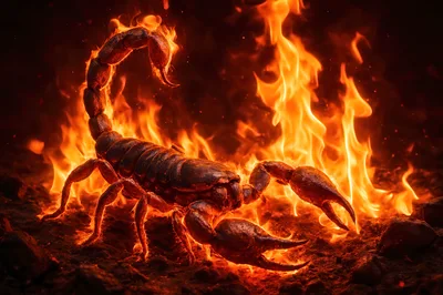 Scorpion Standing Amidst Intense Blazing Fire