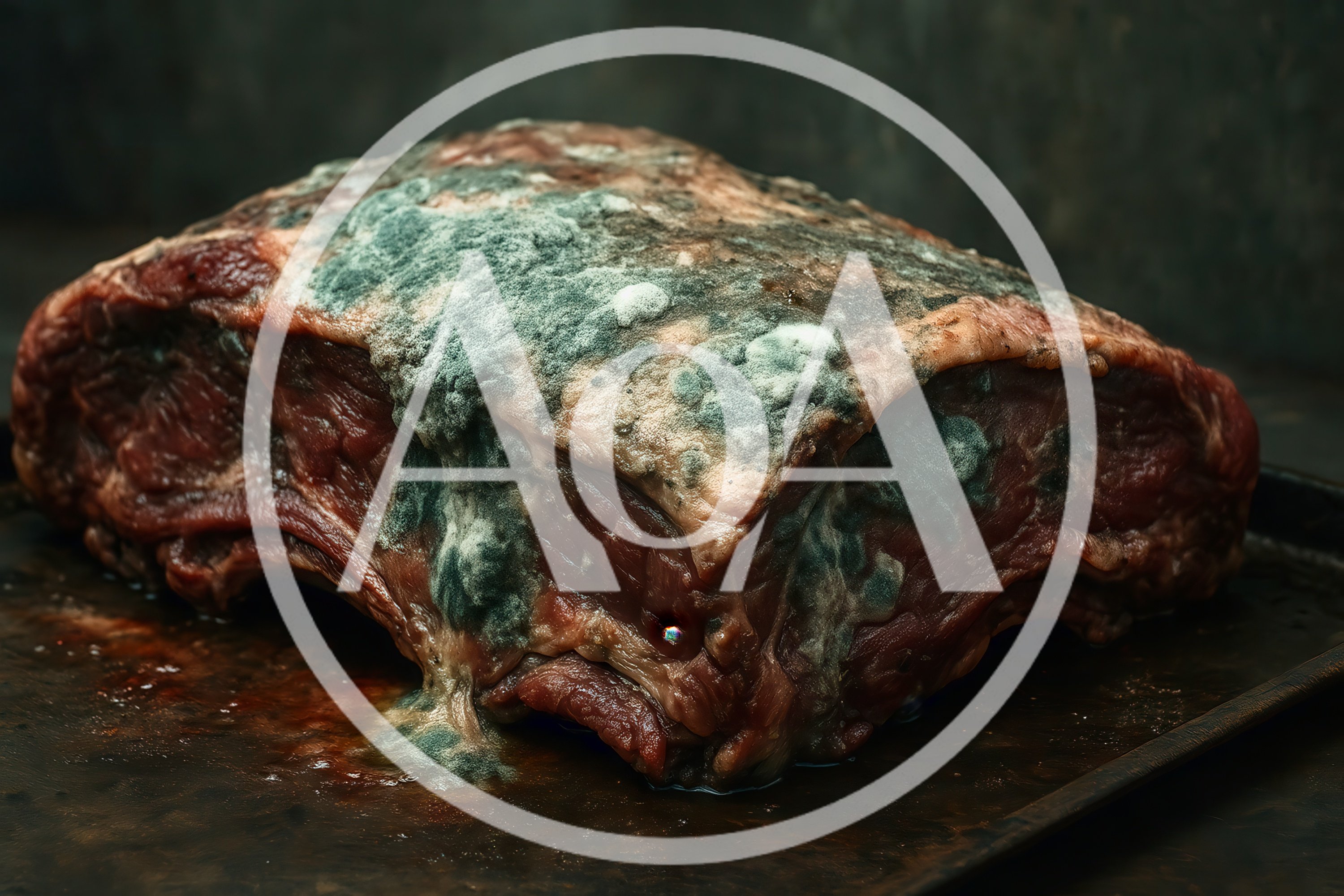 Large Piece Of Raw Beef Covered In Mold