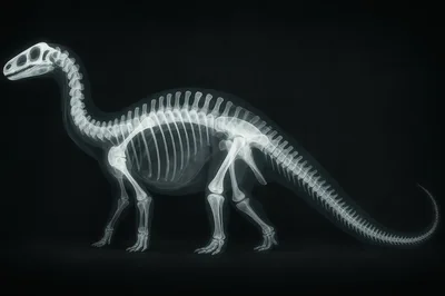 X-Ray Style Dinosaur Skeleton Illustration