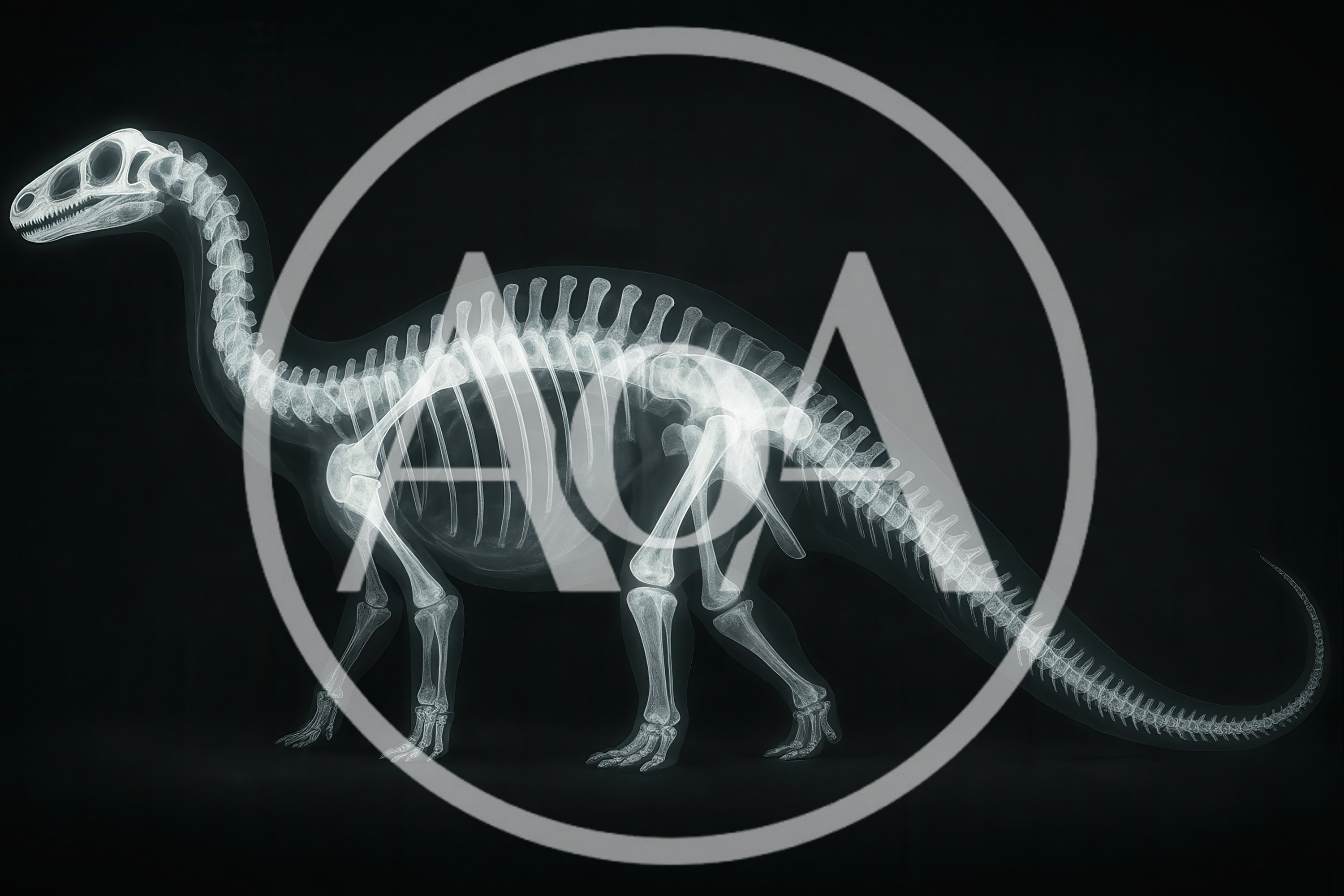 X-Ray Style Dinosaur Skeleton Illustration