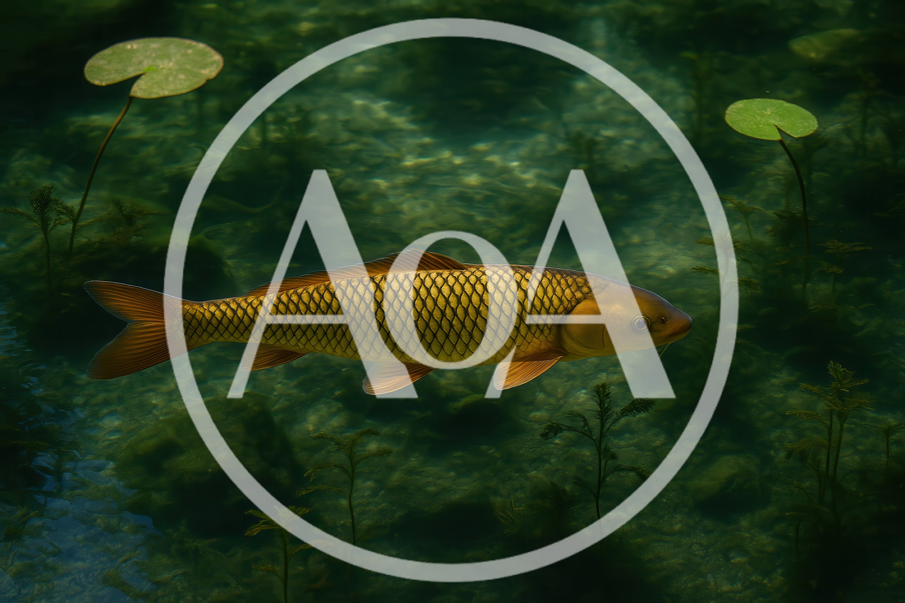 Golden Carp Swimming In Clear Pond Water