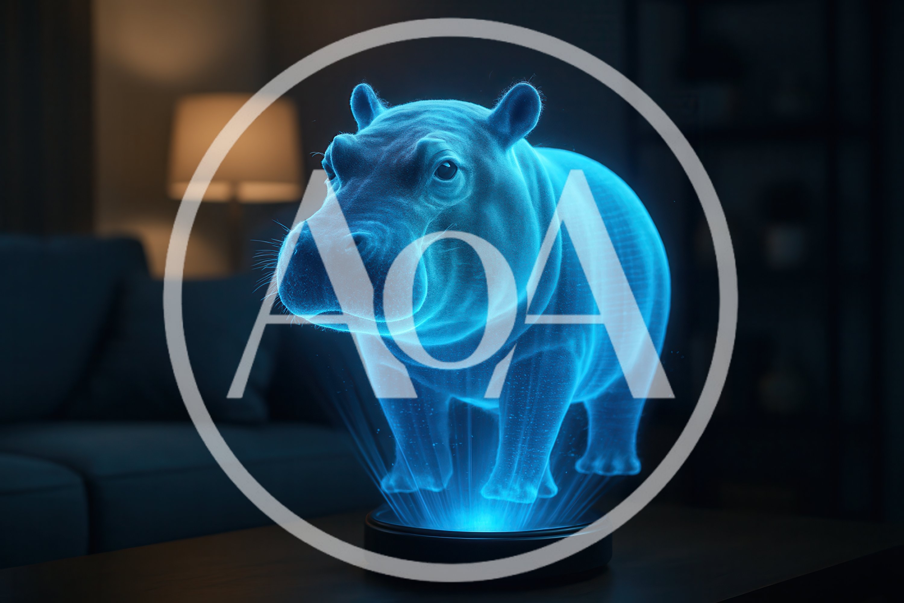 Holographic Hippopotamus Projection On A Tabletop