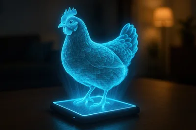 Holographic Chicken Projection On A Digital Base