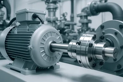 Industrial Electric Motor Coupled To A Pump