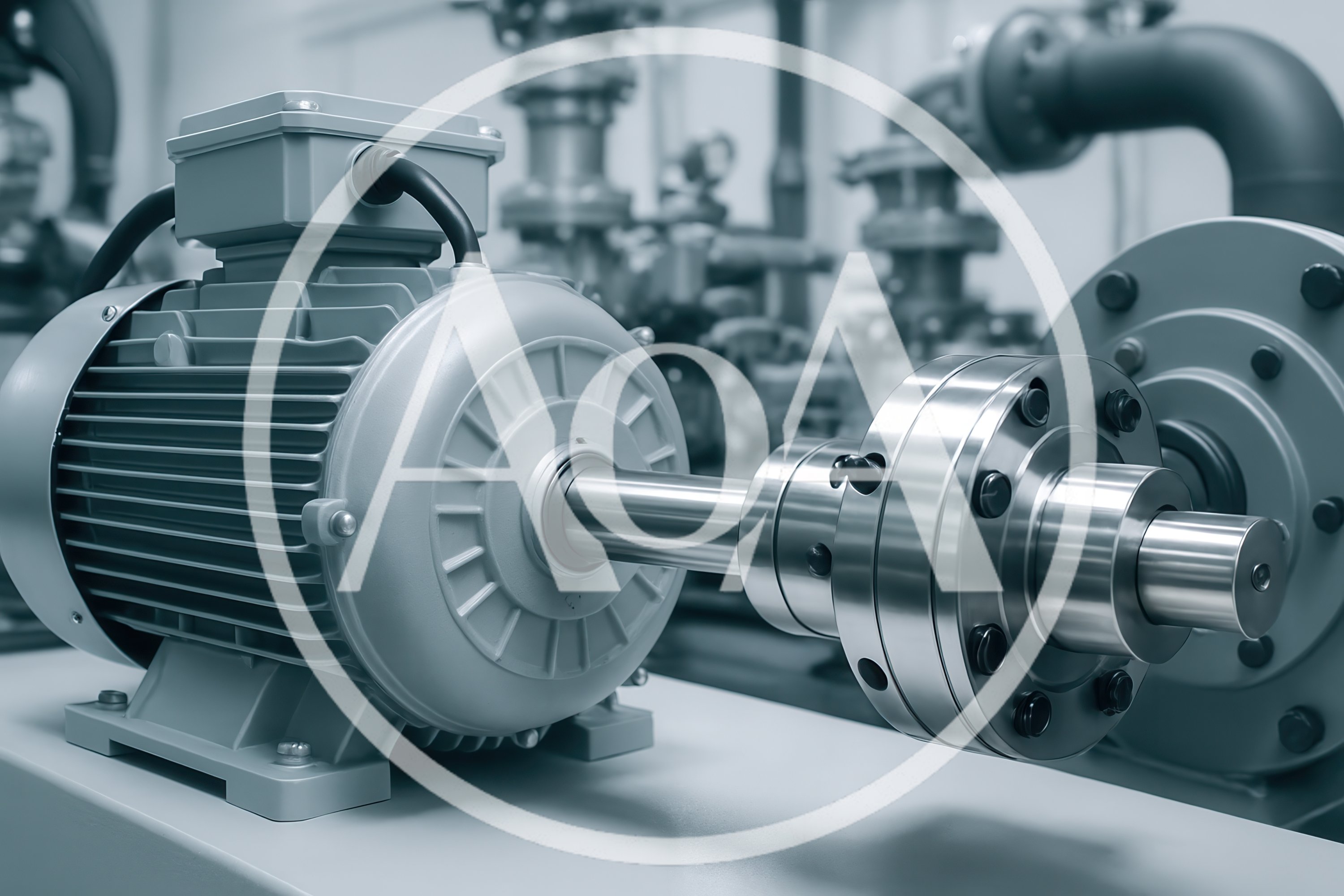 Industrial Electric Motor Coupled To A Pump