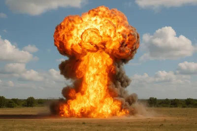 Massive Fiery Explosion In An Open Field