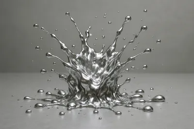 Liquid Silver Splash Crown on Metallic Surface