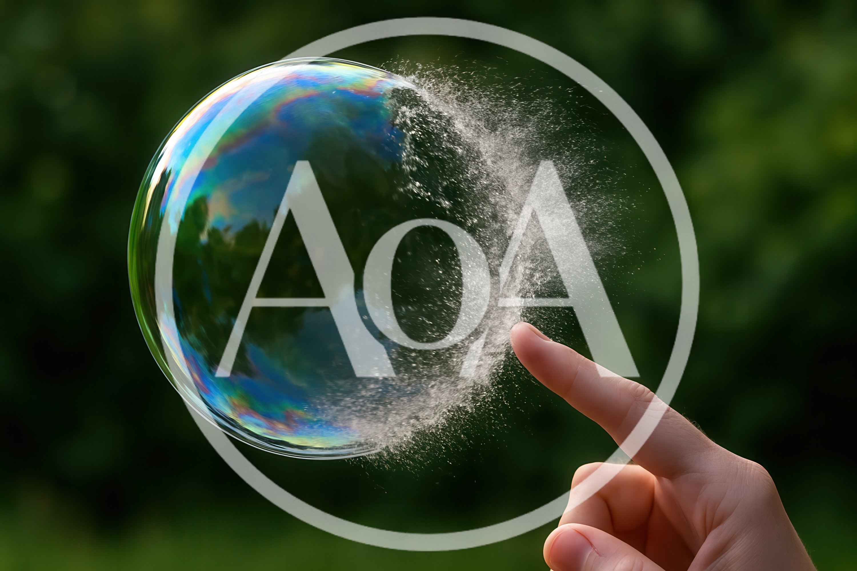 Finger Popping A Soap Bubble Outdoors