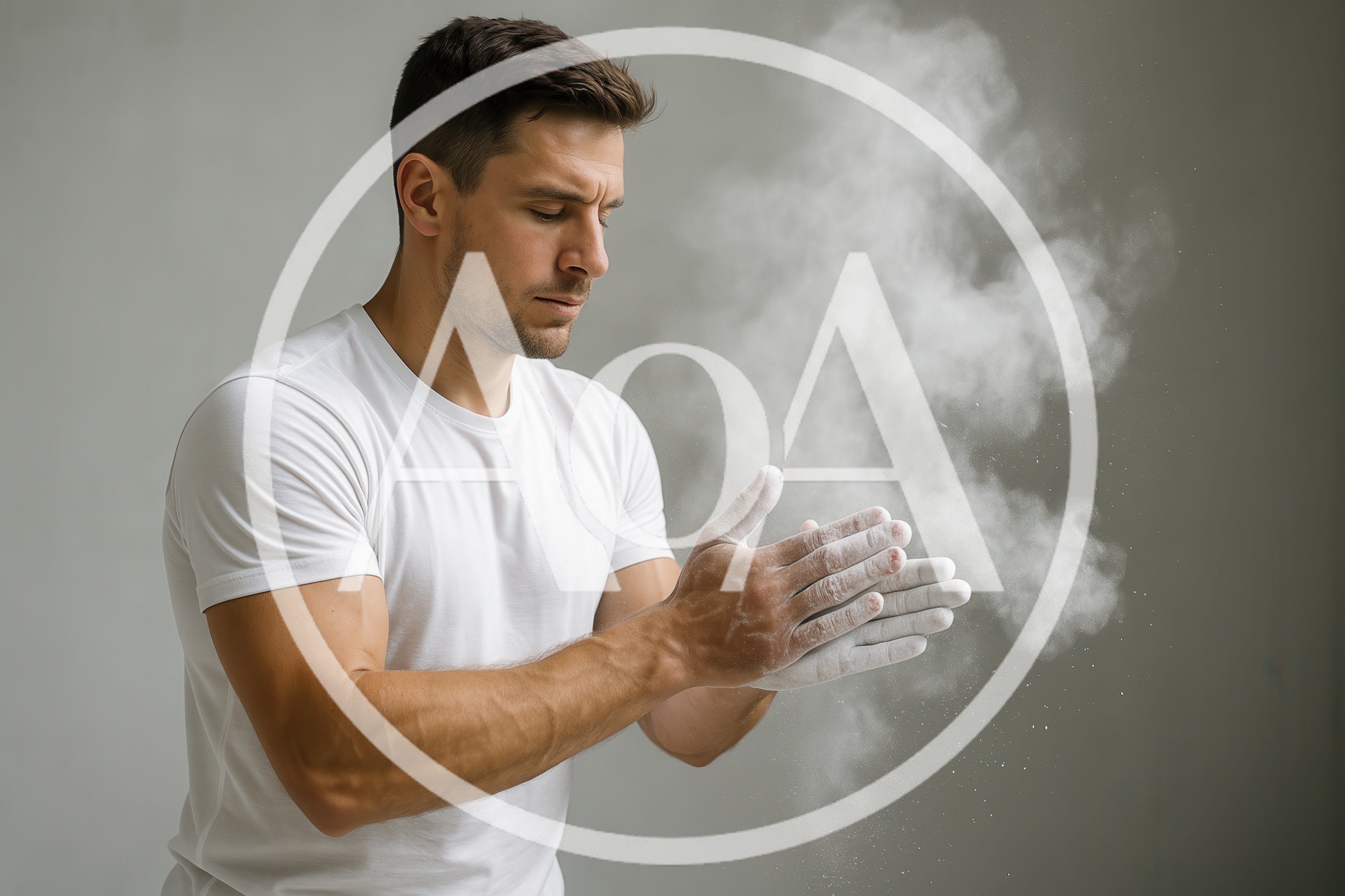 Athletic Man Clapping Hands With Chalk Dust