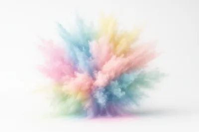 Pastel Colored Powder Explosion On White Background