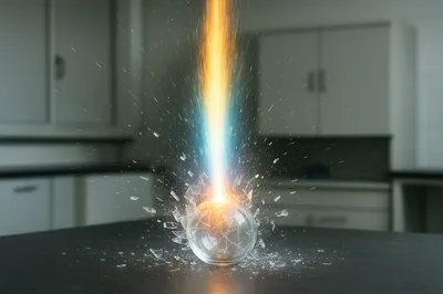 Glass Sphere Exploding With Bright Light Beam