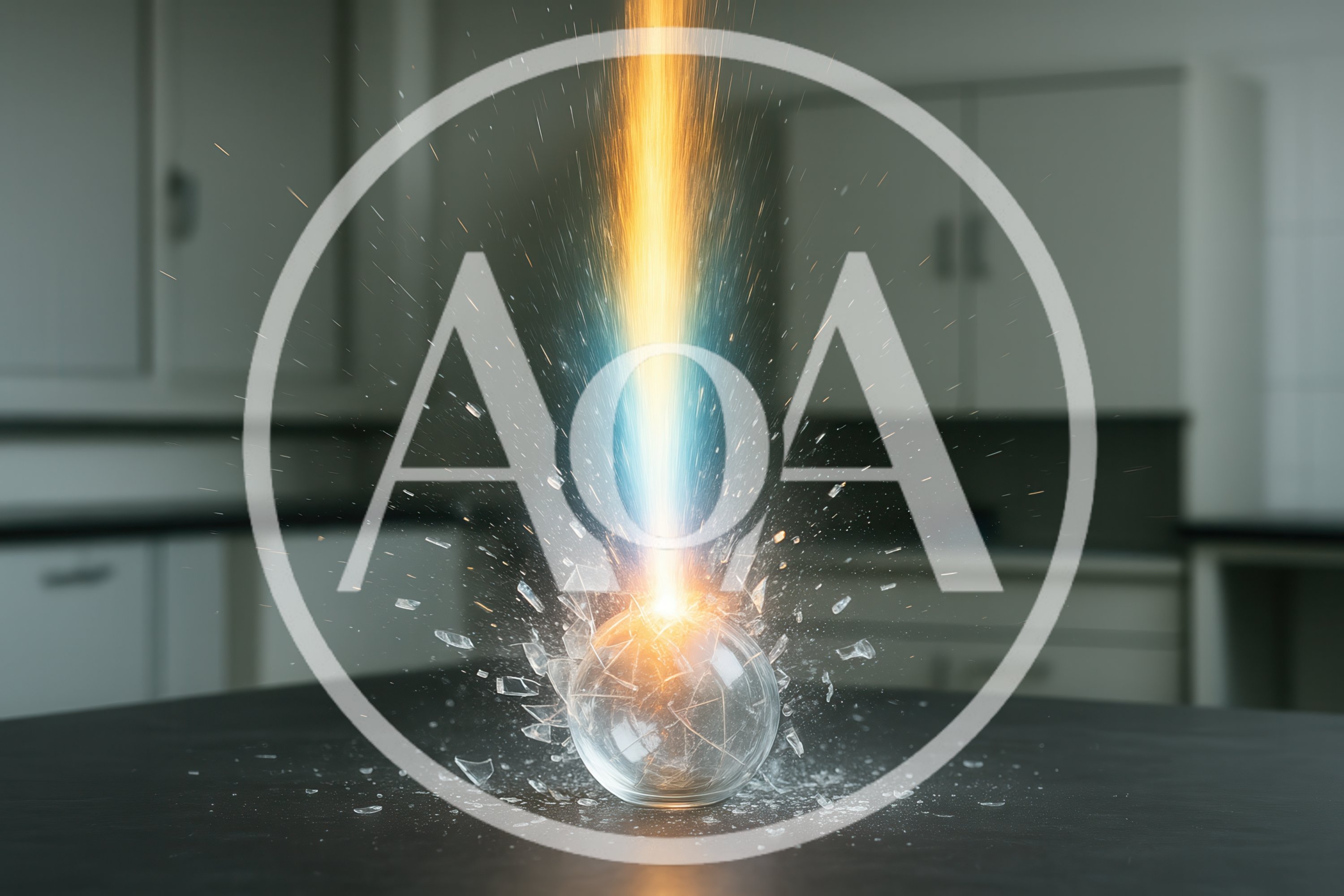 Glass Sphere Exploding With Bright Light Beam