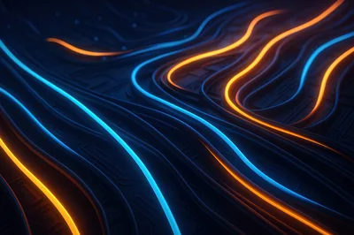 Abstract Glowing Neon Circuitry Lines Background