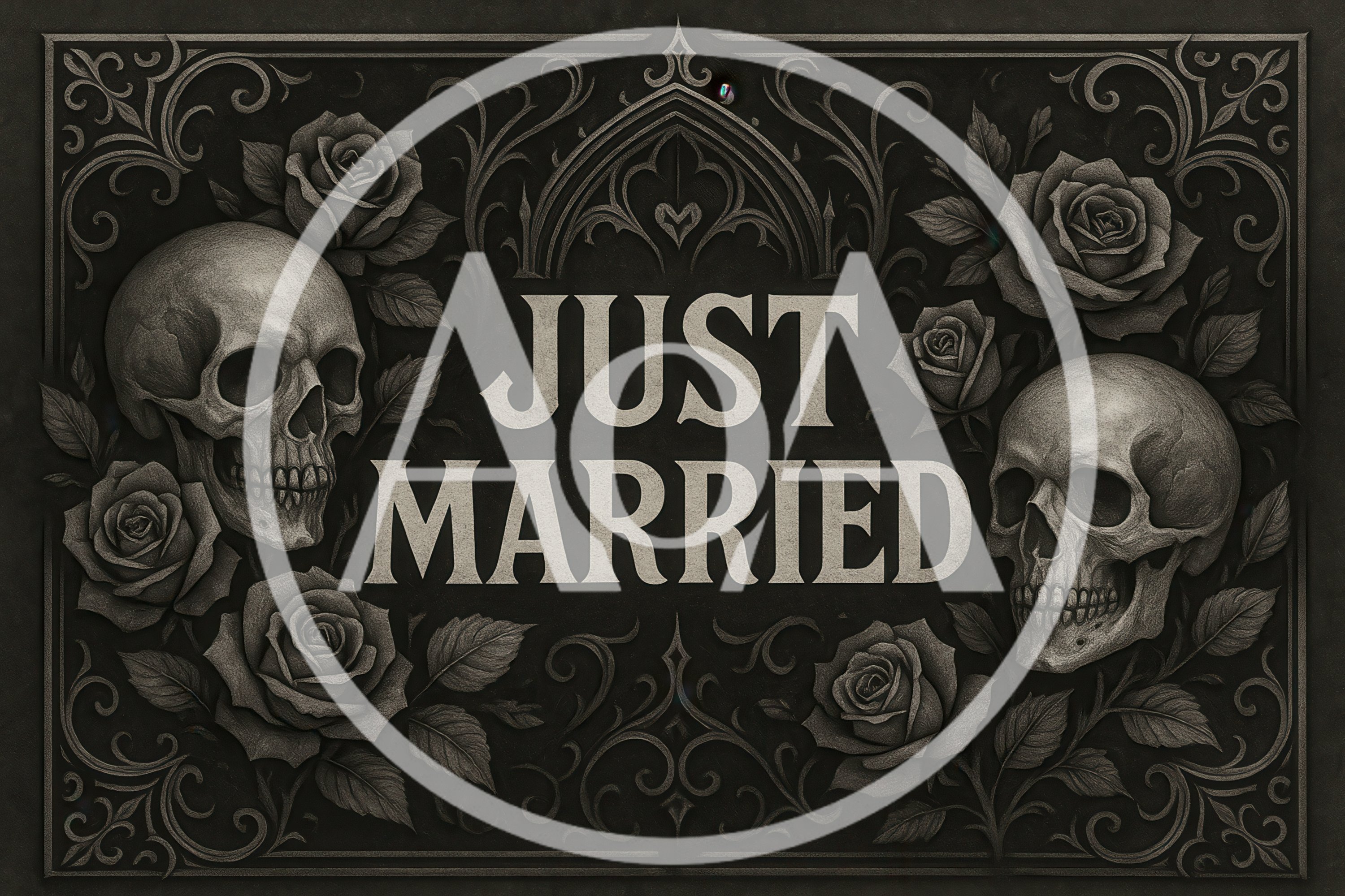 Gothic Just Married Sign With Skulls And Roses