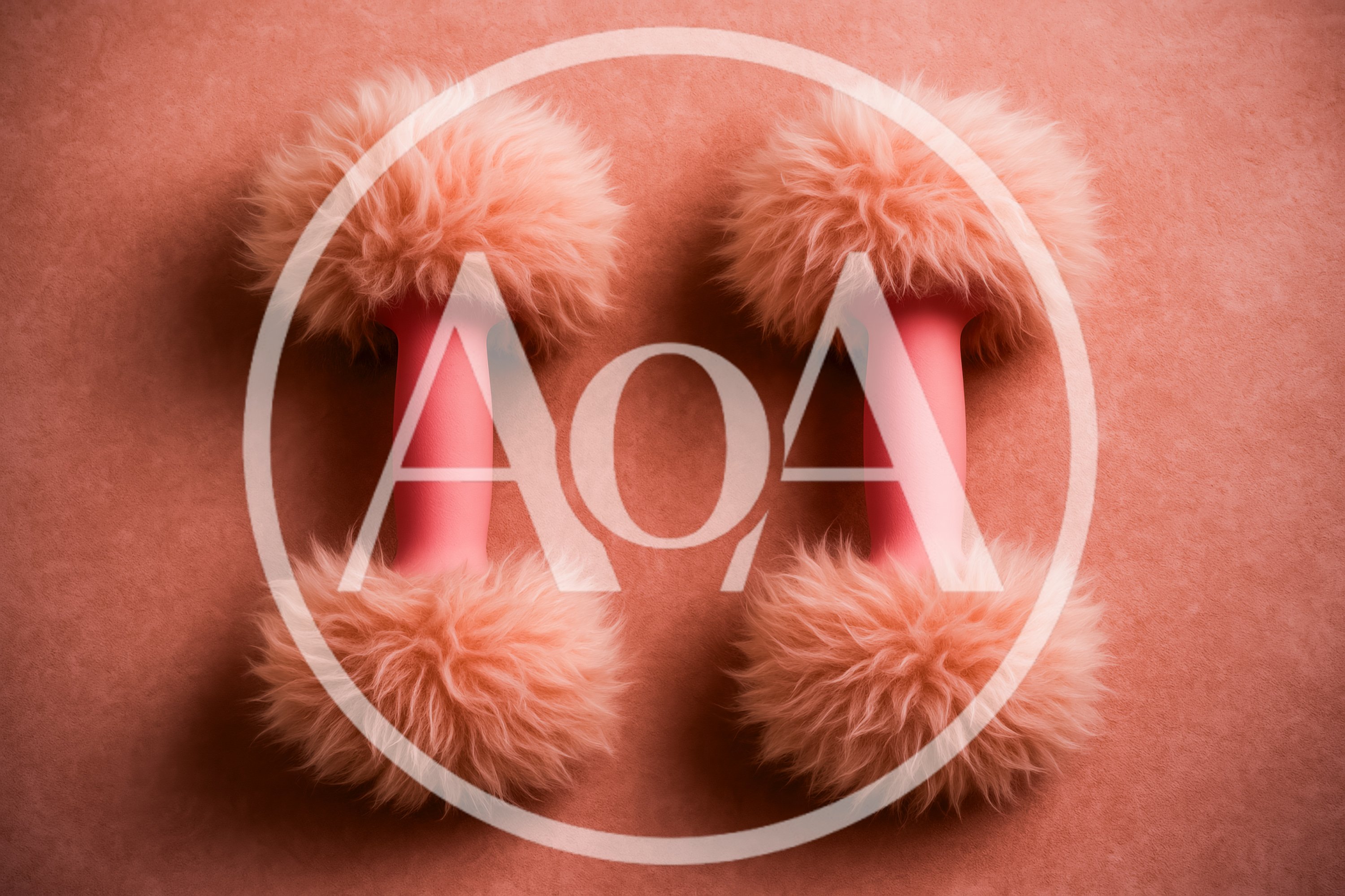 Two Pink Furry Dumbbells on Textured Background