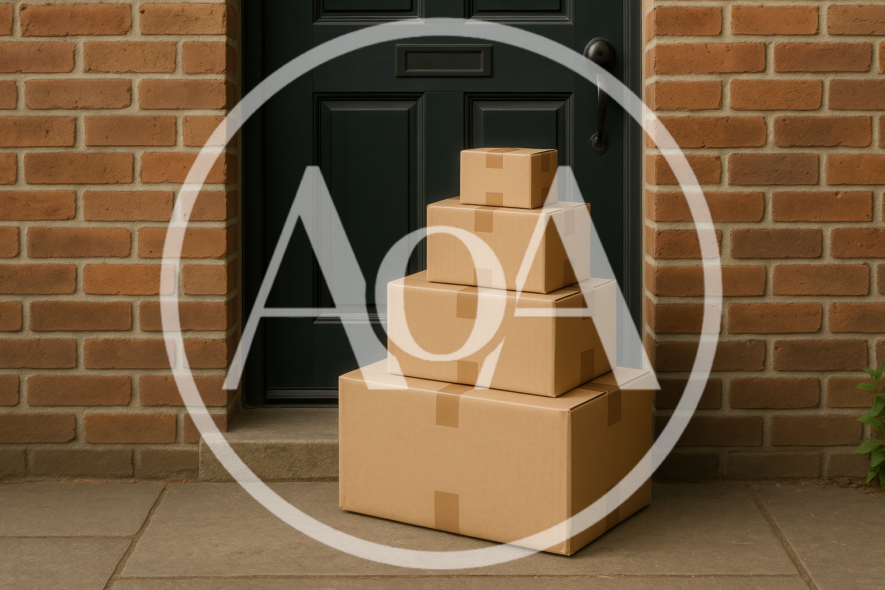 Stack of Cardboard Delivery Boxes on Porch