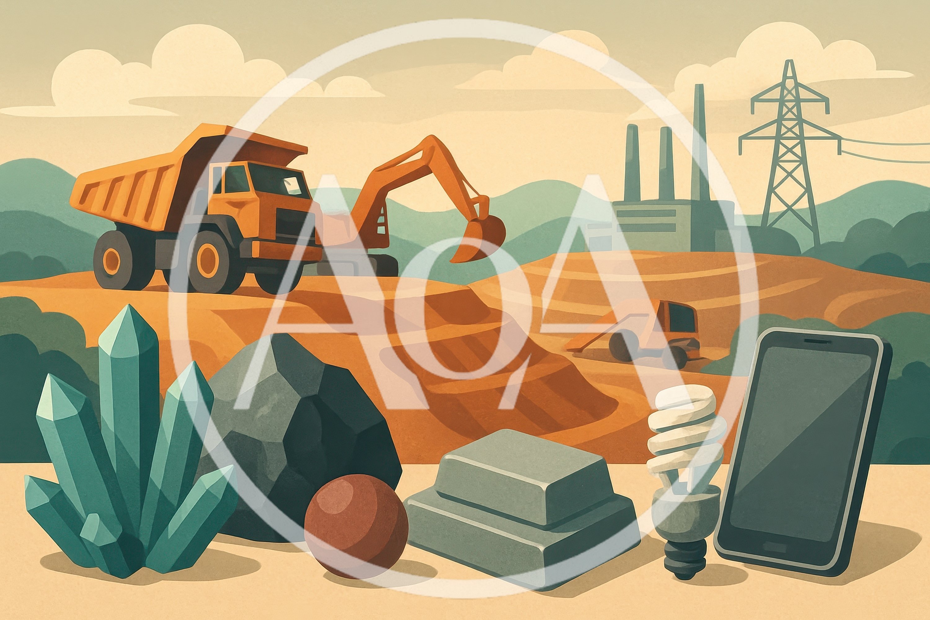 Mining Industry Concept With Raw Materials And Technology