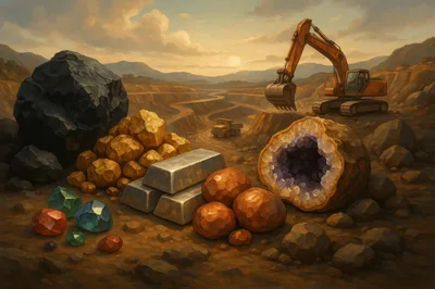Open Pit Mining Site With Precious Minerals And Metals