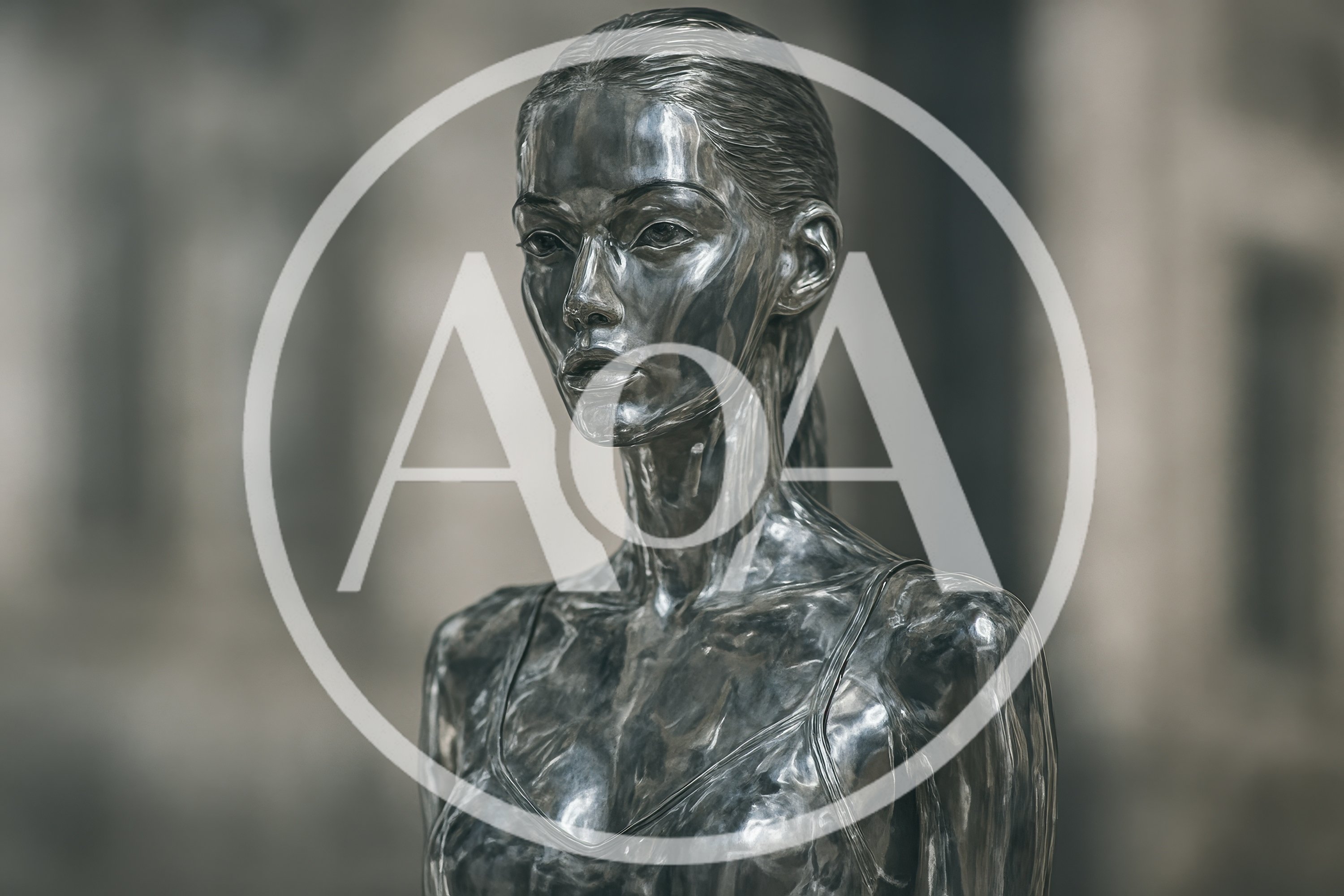 Polished Metallic Sculpture Of A Female Figure