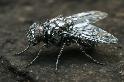 Macro Shot Of A Metallic Mirror Mosaic Fly