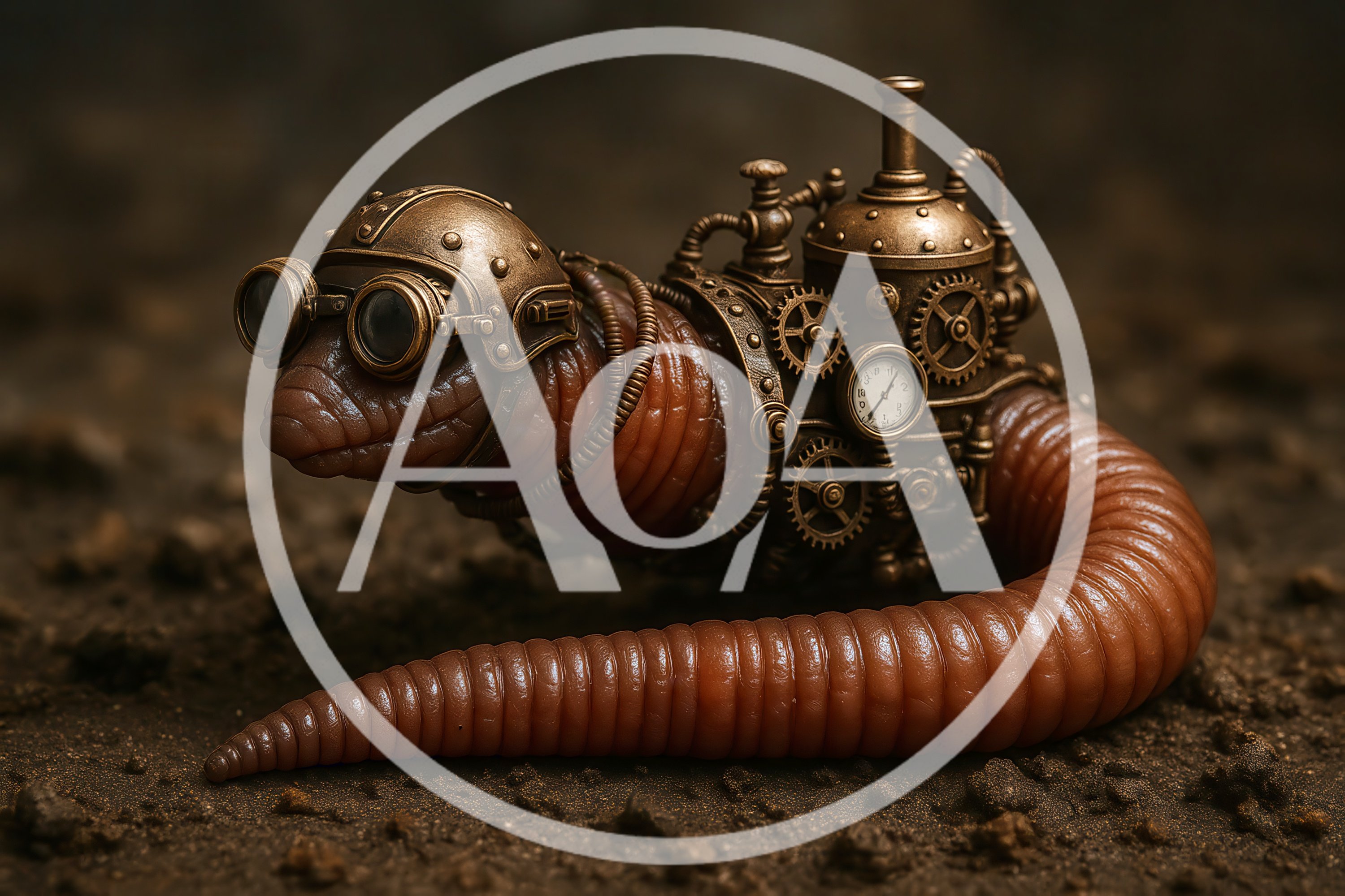 Steampunk Earthworm With Mechanical Gear Apparatus