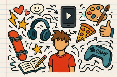 Hand Drawn Doodle Illustration Of Teenager Interests