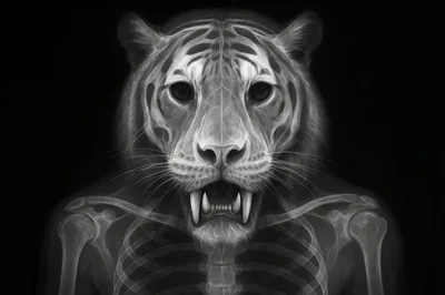X-Ray Style Illustration Of A Saber Toothed Tiger