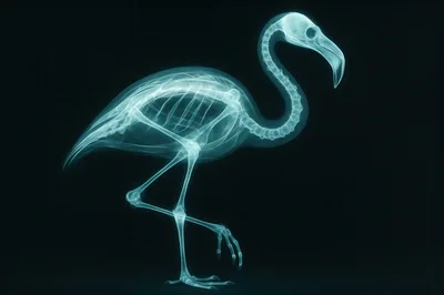 X-Ray Skeleton Of A Standing Flamingo