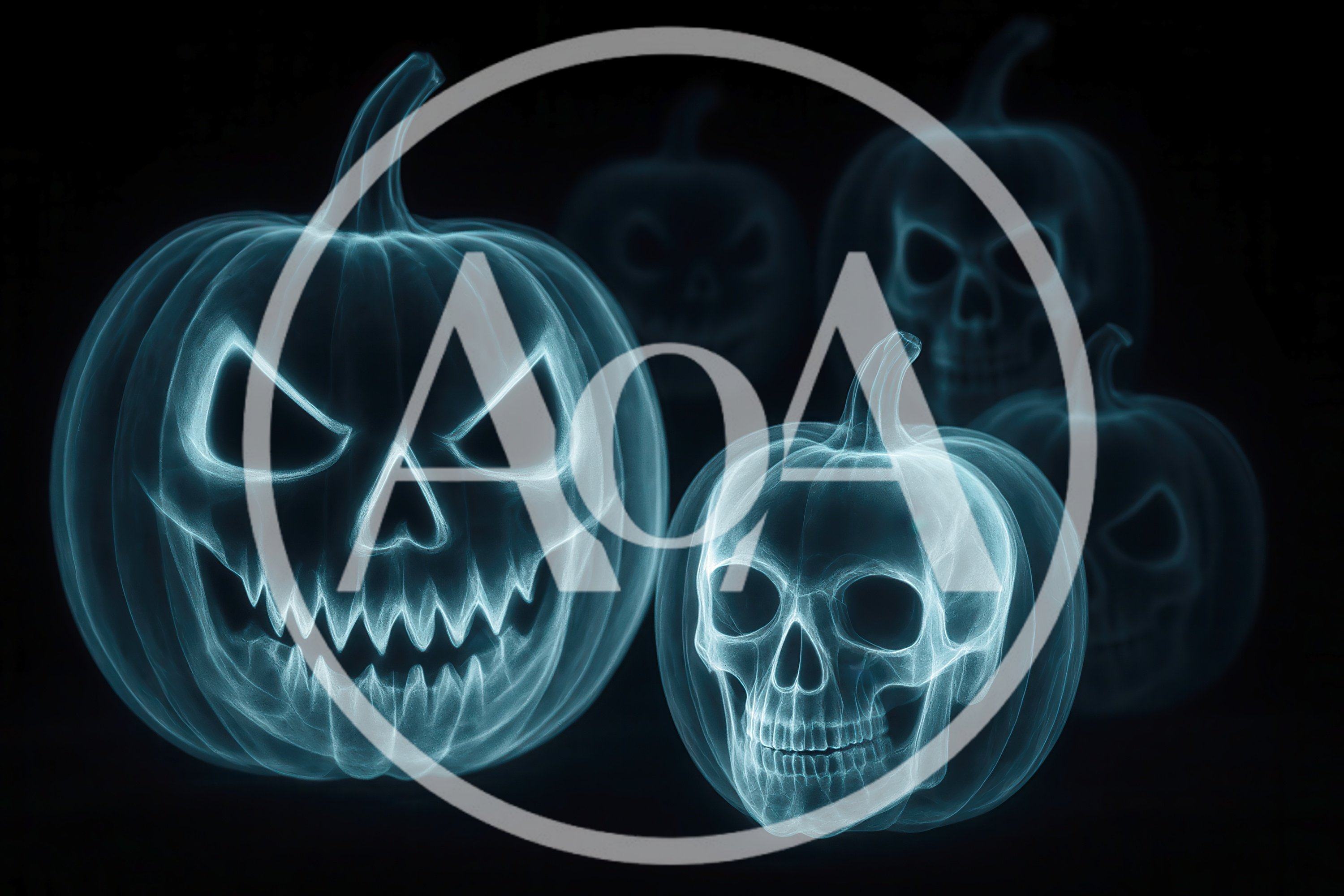 Glowing Ethereal Jack O Lanterns And Skulls