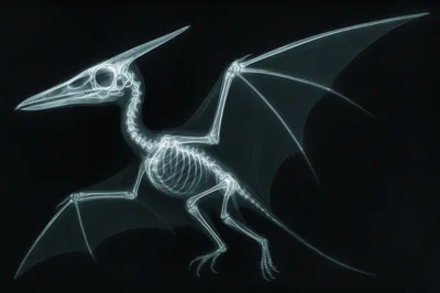 X-Ray Skeleton Of A Pterodactyl Flying Creature