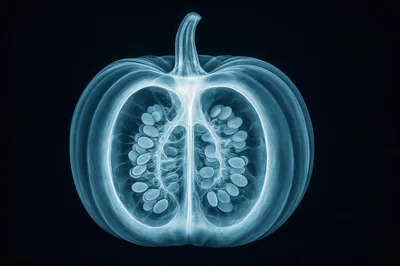X-Ray Scan Of A Sliced Pumpkin