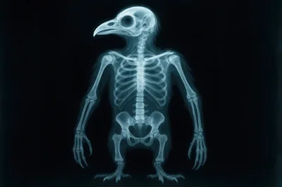 X-Ray Skeleton Of A Mythical Bird Human Hybrid